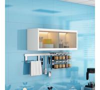 Tqertrtfxa Armario de Pared/Almacenamiento para Cocina (Estrecho, Puertas correderas);Vitrina Pared Madera Maciza con Cristal;Almacenamiento para(White,80cm/31.5in)