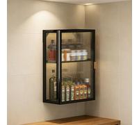 Tqertrtfxa Armarios de Pared con Puertas sin Taladro,Botiquines Marco metálico para baño,cocinas y baños,metálicos para el hogar(Black Double Layer,30 * 14 * 50cm/11.8 * 5.5 * 19.7in)