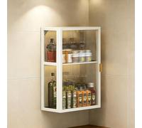 Tqertrtfxa Armarios de Pared con Puertas sin Taladro,Botiquines Marco metálico para baño,cocinas y baños,metálicos para el hogar(White Double Layer,30 * 14 * 50cm/11.8 * 5.5 * 19.7in)