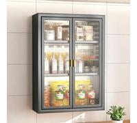 Tqertrtfxa Armarios de Pared con Puertas sin Taladro,Botiquines Marco metálico para baño,cocinas y baños,metálicos para el hogar(Black Double Layer,40 * 14 * 70cm/15.7 * 5.5 * 27.6in)