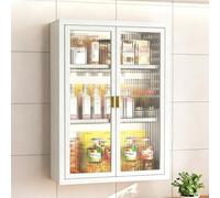 Tqertrtfxa Armarios de Pared con Puertas sin Taladro,Botiquines Marco metálico para baño,cocinas y baños,metálicos para el hogar(White Triple Layer,50 * 14 * 70cm/19.7 * 5.5 * 27.6in)