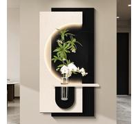 Tqertrtfxa Arte Mural en 3D con iluminación LED, Escultura Moderna Relieve por Capas, Decoración la Entrada: y Apliques Estilo Vintage para pasillos Corredores(C,60 * 120cm/23.6 * 47.2in)