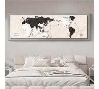 Tqertrtfxa Cuadro Decorativo con Mapa del Mundo en Relieve 3D para Sala de Estar,Pintura de Pared Color Crema con Fondo de sofá,Adecuado para Sala de Estar de Oficina(D,180 * 60cm/70.9 * 23.6in)