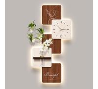 Tqertrtfxa Cuadro Decorativo con Reloj de Arenisca 3D Iluminado LED, un Cuadro Relieve para vestíbulos, Adecuado para recibidores hoteles, oficinas y dormitorios(D,50 * 100cm/19.7 * 39.4in)