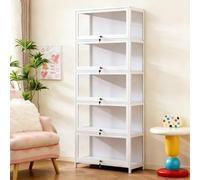 Tqertrtfxa Estante de Almacenamiento 1, 2, 3, 4 y 5 Niveles con Puertas abatibles,Vitrina para Figuras Objetos colección,Transparente pie,Madera,Ideal para Salones dormitorios(Five-Layer,40cm/15.7in)