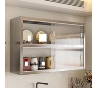 Tqertrtfxa Estante de Almacenamiento vajilla Acero Inoxidable una y Dos Capas para Montaje en Pared,Armario,suspendido,con Puerta corredera(120 * 35 * 70cm/47.2 * 13.8 * 27.6in)