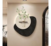 Tqertrtfxa Lámpara de Pared Decorativa para Entrada y Pasillo,Escultura de Pared 3D con luz LED,Arte de Pared Creativo de Arenisca con jarrón y Plantas Artificiales(B,50 * 50cm/19.7 * 19.7in)