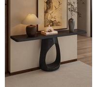 Tqertrtfxa Mesa de Entrada Moderna Madera,Consola Retro/Mesa Auxiliar Estrecha para sofá,Encimera Negra contra la Pared: decoración Creativa para el hogar con mesas montadas en Pared(60cm/23.6in)