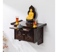 Tqertrtfxa Mesa de oración y meditación con función Almacenamiento,Soporte Pared para nicho Buda/Altar Personal,Estante para estatuas Buda, Ideal para Espacios reducidos(40cm/15.7in)