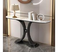 Tqertrtfxa Mostrador de Entrada losa Piedra semicircular,Mesa Consola Sala Estar,Adatto a ingresso, soggiorno e Camera da letto(Black f,120 * 30 * 80cm/47.2 * 11.8 * 31.5in)