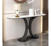 Tqertrtfxa Mostrador de Entrada losa Piedra semicircular,Mesa Consola Sala Estar,Adatto a ingresso, soggiorno e Camera da letto(Black A,120 * 30 * 80cm/47.2 * 11.8 * 31.5in)