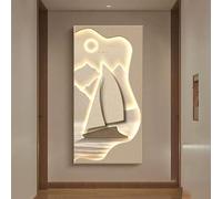 Tqertrtfxa Mural de Pared Moderno con iluminación LED,Cuadro Decorativo de Arenisca sin Marco,Lámpara de Pared Decorativa para Entrada y Pasillo,Ideal para Salas de Estar(B,100 * 50cm/39.4 * 19.7in)
