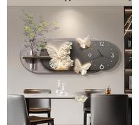 Tqertrtfxa Reloj de Pared con Efecto Visual 3D, LED estereoscópico Moderno, Multifuncional Forma Mariposa (con lámina Cristal), Ideal para Sala Estar, Dormitorio y Comedor(C,90 * 35cm/35.4 * 13.8in)