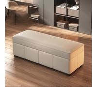 Tqertrtfxa Zapatero Empotrado Grande con Compartimento Oculto, Banco de pie Cama tapizado en Piel sintética, Que Puede usarse como reposapiés o otomana para la Sala Estar(H,140cm/55.1in)