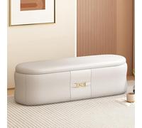 Tqertrtfxa Zapatero Empotrado Grande Oculto, Banco Tipo sofá Acolchado con Estructura de Madera Maciza, Otomana/Asiento Piel auténtica Almacenamiento(I,160cm/63in)