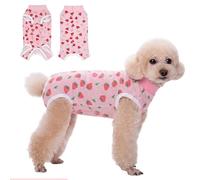 TQFlow Traje de Recuperación para Body Perros Post Cirugía, Gato Herida Abdominal Enfermedad de La Piel, Body Quirurgico Gato, Protector Anti-Lamido, Transpirable Pijamas para Perro Dog (Fresa, M)