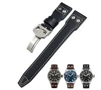 TQHGHX 22mm Rivets Genuine Leather Watchband Fit For Watch IW3777 Calfskin Leather Strap