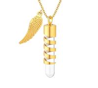 TQHGHX Angel Wing Clear Glass Tube Spiral Design Cremation Jewelry for Ashes Pendant Urn Necklace with Mini Keepsake Urn Memorial Ashes Jewelry