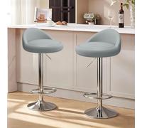 TQHGHX Bar Stools Set of 2, Swivel Adjustable Bar Chairs with Low Back,Upholstered Counter Height Barstools for Kitchen Island