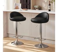 TQHGHX Bar Stools Set of 2, Swivel Adjustable Bar Chairs with Low Back,Upholstered Counter Height Barstools for Kitchen Island