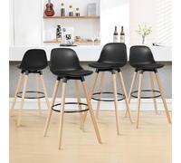 TQHGHX Counter Height Bar Stools Set of 4, Modern BarStools with Wood Legs, Ergonomic Backrest Barstools for Kitchen Island Home Bar