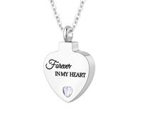 TQHGHX Cremation Jewelry for Ashes Pendant - Crystal Birthstone Heart Urn Necklace with Mini Keepsake Urn Memorial Ashes Jewelry for Women - Forever In My Heart