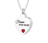TQHGHX Cremation Jewelry for Ashes Pendant - Crystal Birthstone Heart Urn Necklace with Mini Keepsake Urn Memorial Ashes Jewelry for Women - Forever In My Heart