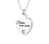 TQHGHX Cremation Jewelry for Ashes Pendant - Crystal Birthstone Heart Urn Necklace with Mini Keepsake Urn Memorial Ashes Jewelry for Women - Forever In My Heart