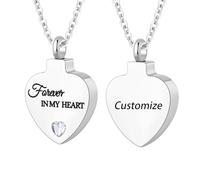 TQHGHX Cremation Jewelry for Ashes Pendant - Crystal Birthstone Heart Urn Necklace with Mini Keepsake Urn Memorial Ashes Jewelry for Women - Forever In My Heart