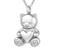 TQHGHX Cremation Jewelry for Ashes Pendant Teddy Bear Heart Urn Necklace for Men Women with Mini Keepsake Urn Memorial Ashes Loved One Memorial Jewelry