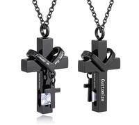 TQHGHX Customize Cremation Jewelry - Cross Urn Necklace For Ashes of Loved Ones with Birthstone - Forever in my Heart - with Me Always - Personalized Necklaces Engraved Names Jewelry