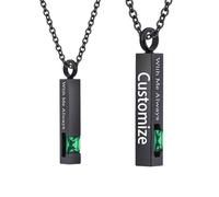 TQHGHX Customize Cremation Jewelry for Ashes - Crystal Birthstone Cube Pendant Urn Necklace Personalized Necklaces Engraved Names - with Me Always