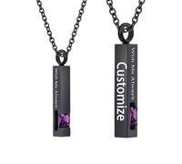 TQHGHX Customize Cremation Jewelry for Ashes - Crystal Birthstone Cube Pendant Urn Necklace Personalized Necklaces Engraved Names - with Me Always