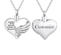 TQHGHX Customize Cremation Jewelry - Heart Cremation Jewelry Urn Necklace Pendant for Human - A Piece of my Heart Lives in Heaven Personalized Necklaces Engraved Names