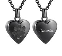 TQHGHX Customize Cremation Jewelry - Pet Heart Cremation Jewelry For Ashes For Dog/Cat Paw Urn Necklace Paw Print Pet Heart Urn Necklace Personalized Necklaces Engraved Names