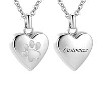 TQHGHX Customize Cremation Jewelry - Pet Heart Cremation Jewelry For Ashes For Dog/Cat Paw Urn Necklace Paw Print Pet Heart Urn Necklace Personalized Necklaces Engraved Names