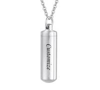 TQHGHX Customize Urn Necklaces - Cylinder Keepsake Ashes Memorial Jewelry with Fill Tool Urn Memorial Ash Jewelry Personalized Necklaces Engraved Names