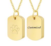 TQHGHX Customize Urn Necklaces - Dog Tags Pet Memorial Urn Necklace Dog Tag Style Paw Print Cremation Jewelry Keepsake Pendant for Beloved Dogs & Cats Personalized Necklaces Engraved Names Jewelry