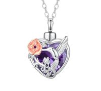 TQHGHX Hummingbird Crystal Heart Cremation Jewelry for Ashes Pendant Urn Necklace with Mini Keepsake Urn Memorial Ashes Jewelry of Loved One