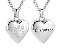 TQHGHX Pet Cremation Jewelry for Ashes Pendant Pet Urns For Dogs/Cats Ashes Pendant Paw Print Urn Necklace with Mini Keepsake Memorial Ash Jewelry