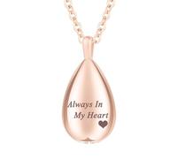 TQHGHX Teardrop Cremation Jewelry for Ashes Pendant Keepsake Urn Necklace for Ashes for Women Men with Mini Keepsake Urn Memorial Ashes Jewelry - Always In My Heart