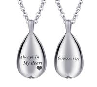 TQHGHX Teardrop Cremation Jewelry for Ashes Pendant Keepsake Urn Necklace for Ashes for Women Men with Mini Keepsake Urn Memorial Ashes Jewelry - Always In My Heart