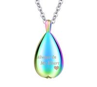 TQHGHX Teardrop Cremation Jewelry for Ashes Pendant Keepsake Urn Necklace for Ashes for Women Men with Mini Keepsake Urn Memorial Ashes Jewelry - Always In My Heart