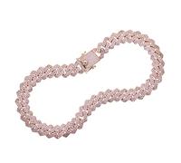 TQHGM 16" Pink Choker 15mm Width Micro Pave Hip Hop Ice Pinky Women Chain 5 Colors
