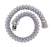 TQHGM 16" Pink Choker 15mm Width Micro Pave Hip Hop Ice Pinky Women Chain 5 Colors