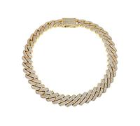 TQHGM 20 MM 3 Row Zirconia Prong Link in White Gold Iced Micro Pave Chain Hip Hop Fashion Jewelry For Men-Gold,30inch