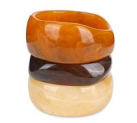 TQHGM 3pcs Wide Resin Geometric Fashion Acrylic Stackable Chunky Bracelets Boho Acetate Bangles Set Jewelry Accessories for Women (3 Colors)