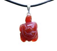 TQHGM 5pc Red Agate Hand Carved Animal Sun Stone Luck Pendants 17.5''