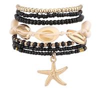 TQHGM 7pcs Summer Beach for Women, Stackable Shell Seashell Starfish Beaded Surfer Bracelets Set Boho Seaside Holiday Vacation Party Friendship Jewelry Gift
