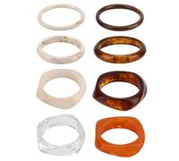 TQHGM 8pcs Cuff Set, Diameters Resin Chunky Bracelets Women Round & Irregular Stackable Statement Boho Fashion Jewelry Stack Bangles for Vacation Daily Wearing Gift